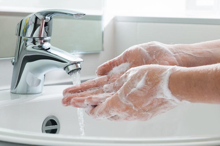 Picture showing a person Washing Hands with Soap.