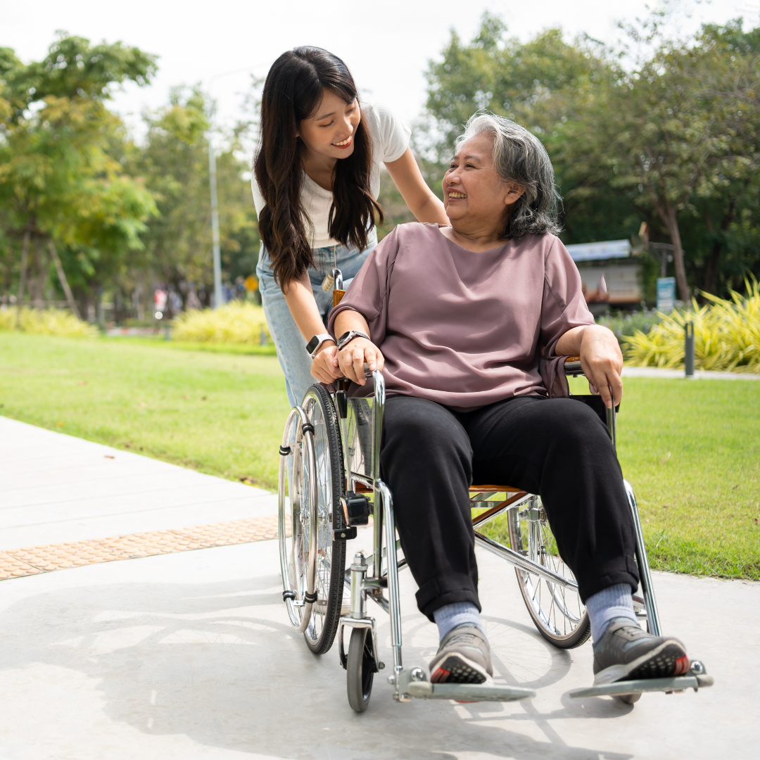woman with her elderly mother