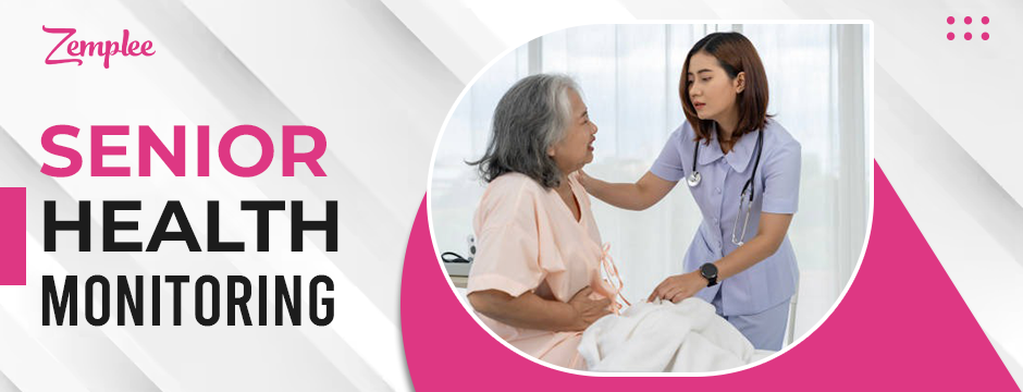 Senior health monitoring with smart technology for safety and well-being.