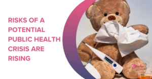 teddy bear holding a tissue and thermometer